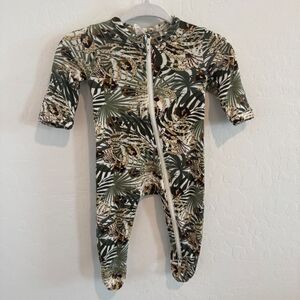 Larkspur Baby Jungle Leaf Print Bamboo Footie Zippy Pajama